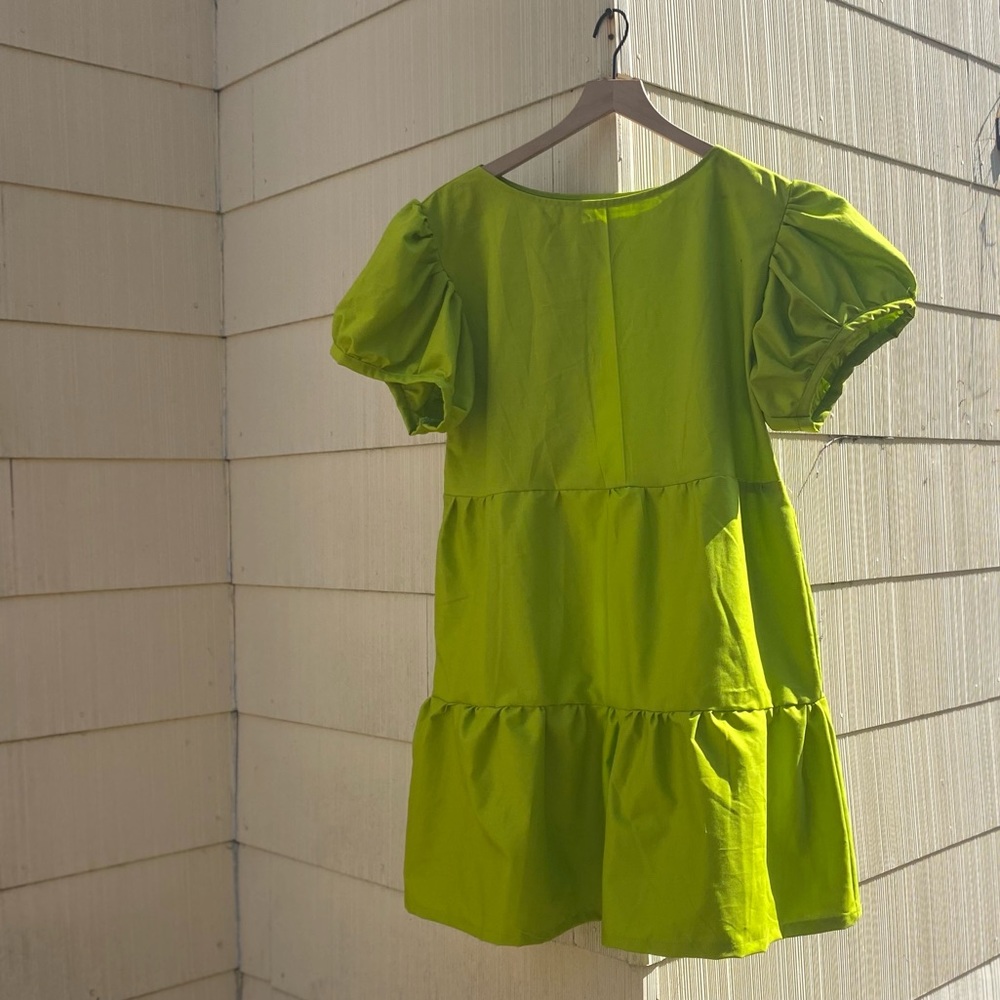 handmade puff sleeve tiered dress